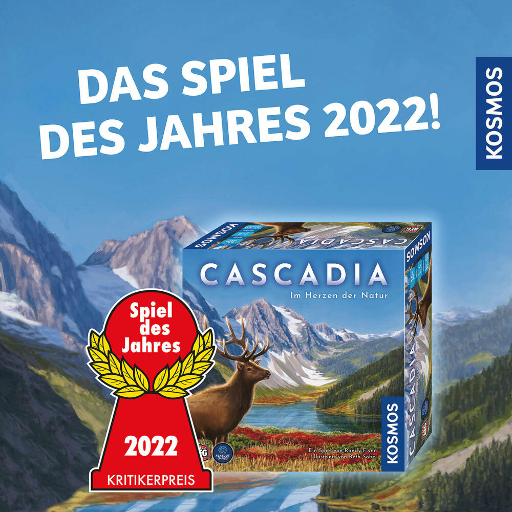 KOSMOS Cascadia - Im Herzen der Natur, Familienspiel, Legespiel, Spiel des Jahres 2022, ab 10 Jahren, 682590