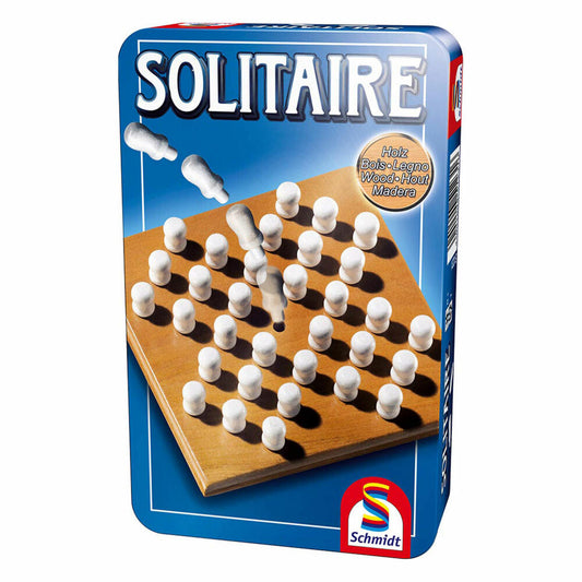 Schmidt Spiele Solitaire, Bring-Mich-Mit-Spiel in Metalldose, Brettspiel, Gesellschaftsspiel, 1 Spieler, 51231