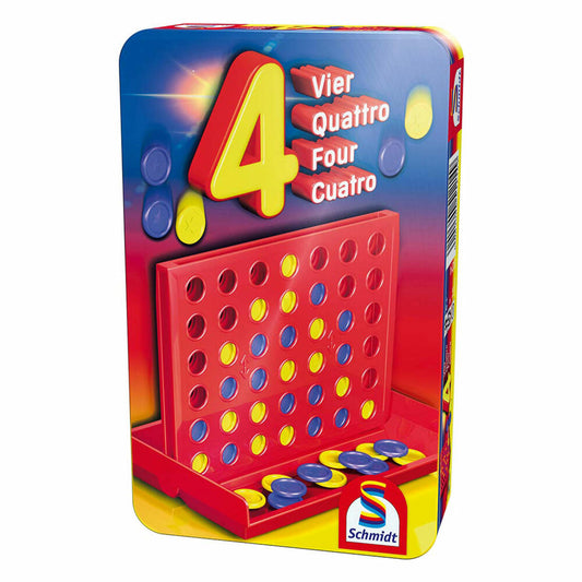 Schmidt Spiele Vier, Bring-Mich-Mit-Spiel in Metalldose, Brettspiel, Gesellschaftsspiel, bis 2 Spieler, 51214