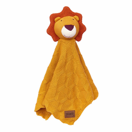 sigikid Knitted Love Strick-Schnuffeltuch Löwe, Schmusetuch, Kuscheltuch, Babytuch, Baumwolle / Polyester, 39631