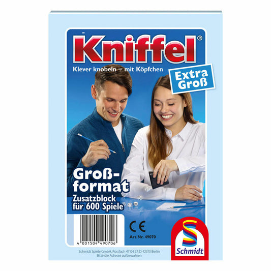 Schmidt Spiele Großer Kniffelblock, 100 Blatt, Familienspiel, Brettspiel, Zusatzblock, 2 bis 8 Spieler, 49070