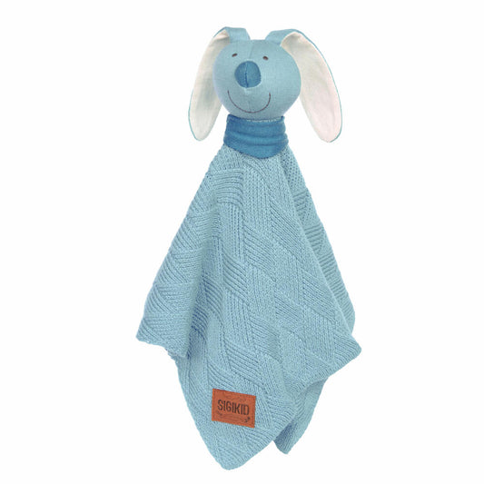 sigikid Knitted Love Strick-Schnuffeltuch Hase, Schmusetuch, Kuscheltuch, Babytuch, Baumwolle / Polyester, Blau, 39603