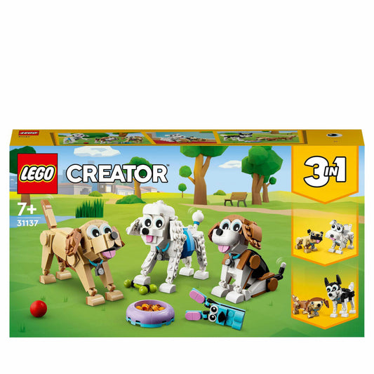 LEGO Creator Niedliche Hunde, 475-tlg., 3 in 1 Set, Bausteine, Konstruktionsspielzeug, ab 7 Jahre, 31137
