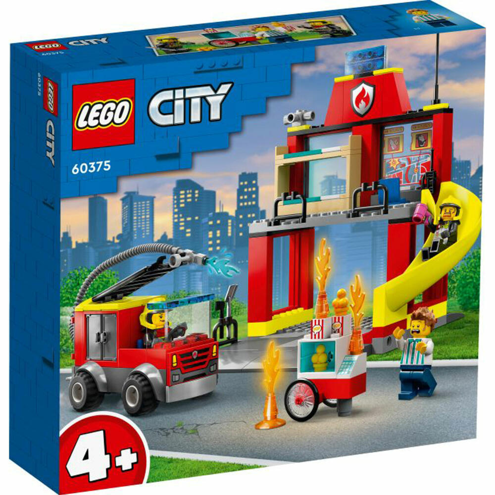 LEGO City Feuerwehrstation und Löschauto, 153-tlg., Bauset, Konstruktionsset, Bausteine, Spielzeug, ab 4 Jahre, 60375