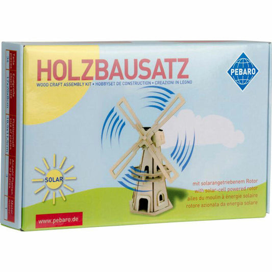 PEBARO Solar Wooden Kit Windmill
