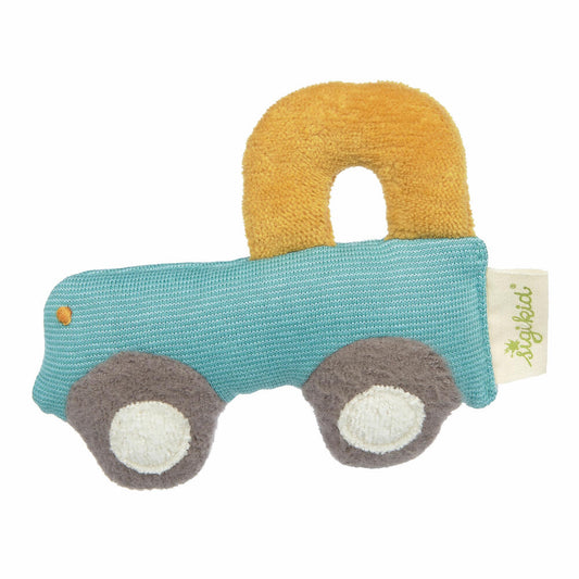 sigikid grasping toy car, Green Collection, cuddly toy, rattle, plush toy, grasping toy, toy, baby, blue / yellow, 39538