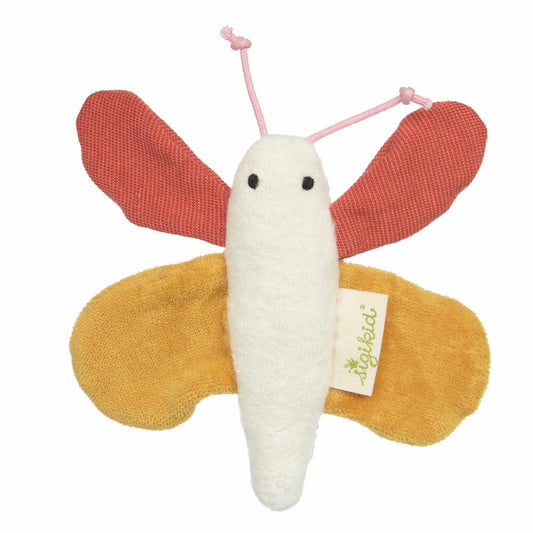 sigikid grasping toy butterfly, Green Collection, cuddly toy, rattle, plush toy, toy, baby, yellow / orange / white, 39549