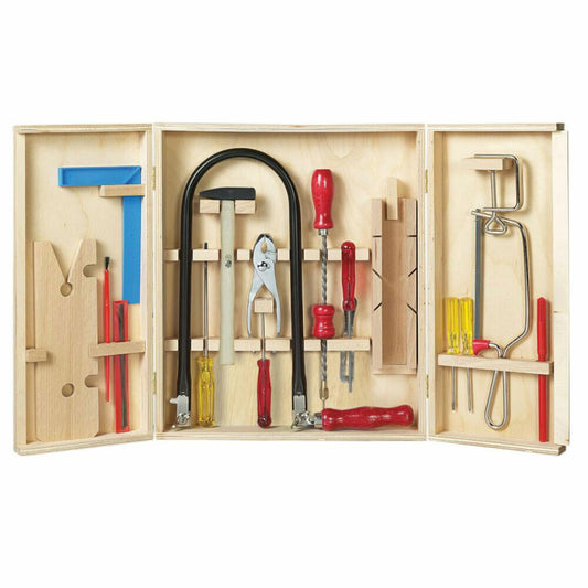 Pebaro Qualitäts Laubsägeschrank, 24-tlg., mit Werkzeug, Holzschrank, Laubsäge, ab 8 Jahre, 407V