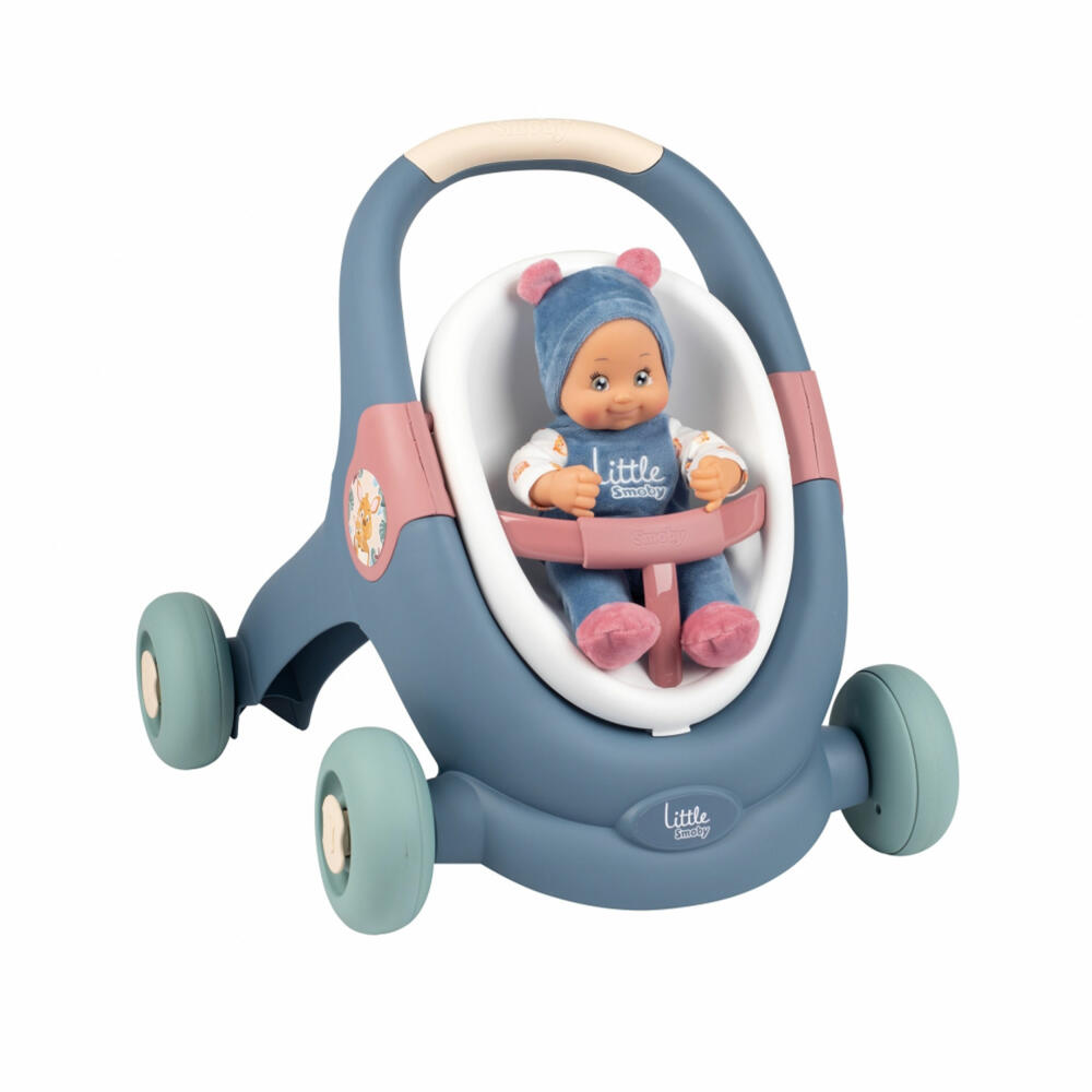 Little Smoby 3-in-1 Lauflernwagen mit Puppe, Lauflernhilfe, Puppenwagen, Spielzeug, 7600140308