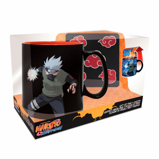 ABYstyle Heat Change Becher Naruto Shippuden mit Coaster, Akatsuki, Keramik, 460 ml, ABYPCK245