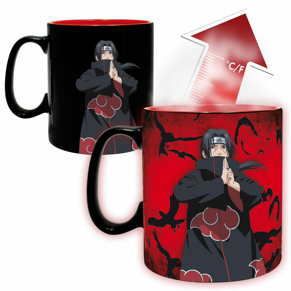 ABYstyle Heat Change Becher Naruto Shippuden mit Coaster, Akatsuki, Keramik, 460 ml, ABYPCK245