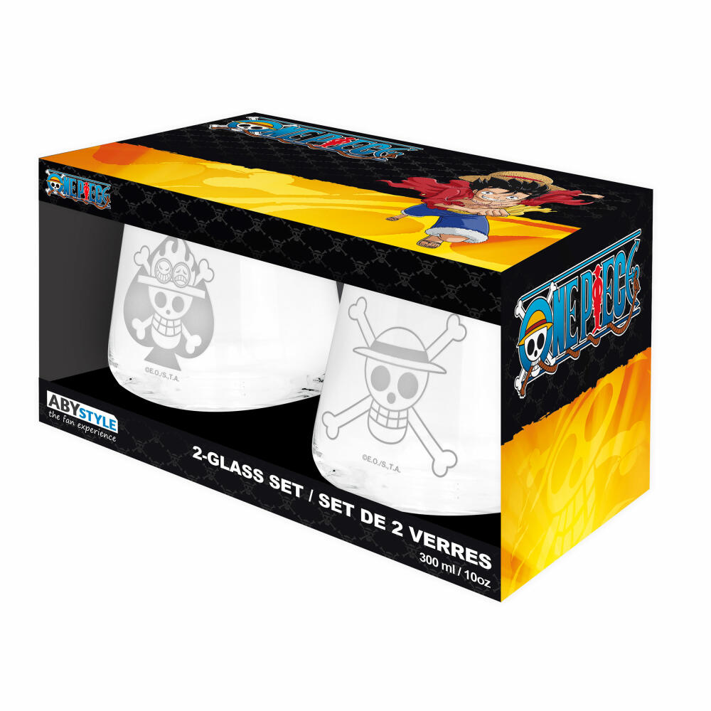 ABYstyle Gläser-Set One Piece 2-tlg. Luffy & Ace, Whiskygläser, Glas, 300 ml, ABYVER285