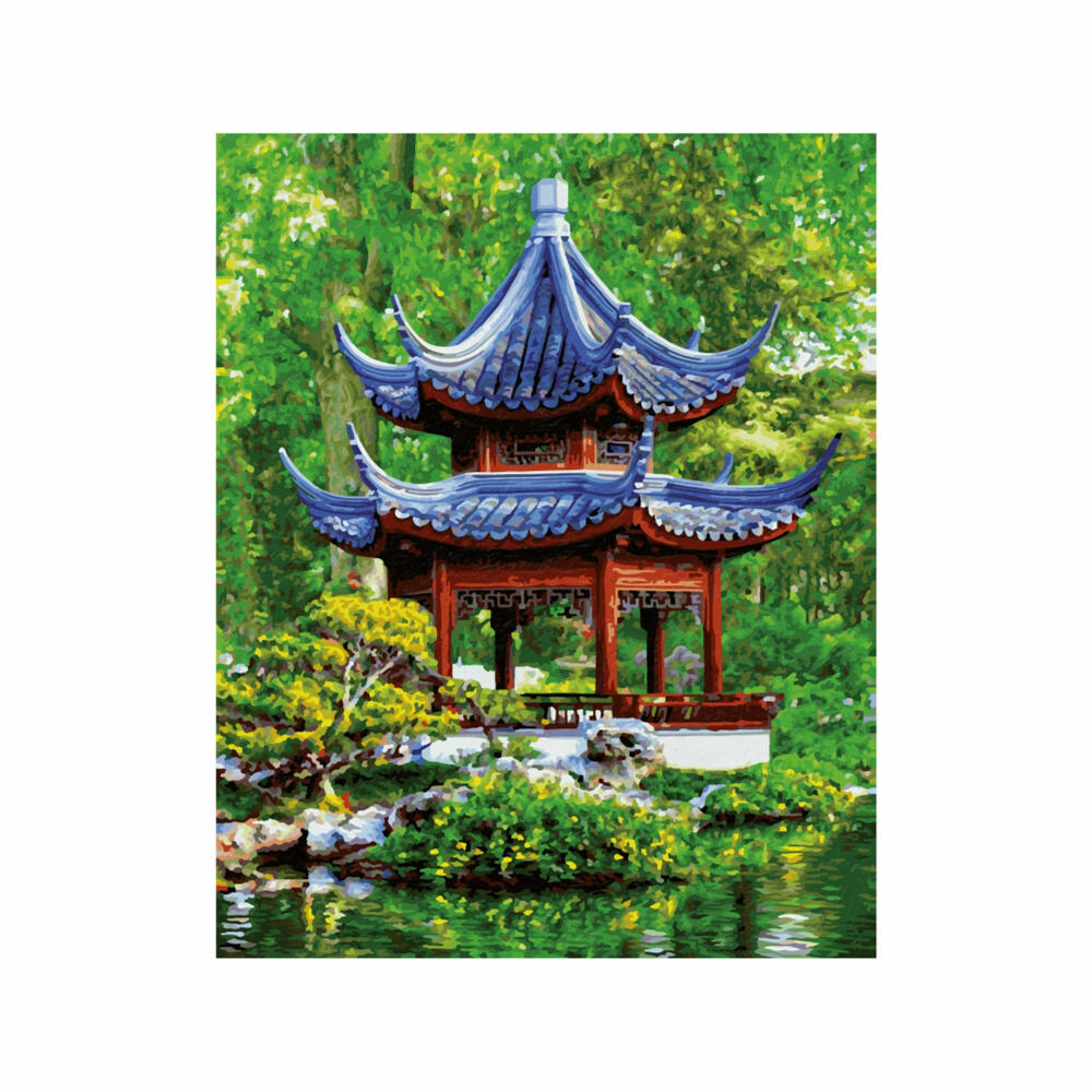 Schipper Painting by Numbers Pagoda in the Japanese Garden, Master Class Premium, Coloring Page, Wall Picture, 40 x 50 cm, 609130850
