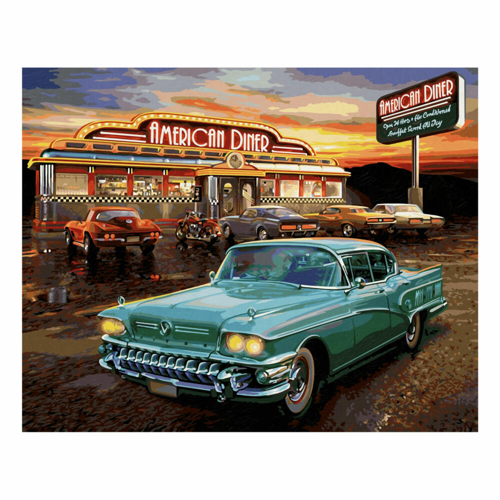 Schipper Paint by Numbers American Diner, Master Class Premium, Coloring Page, Wall Picture, 40 x 50 cm, 609130877