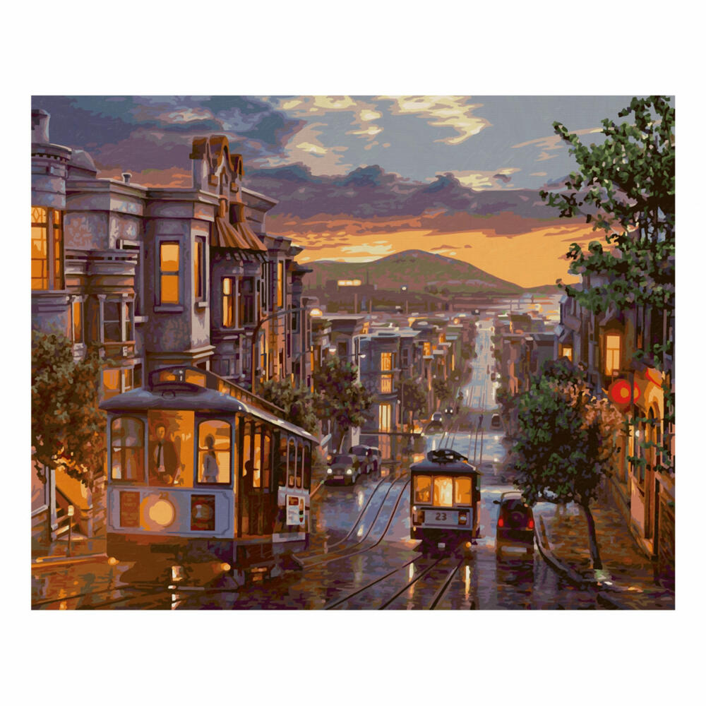 Schipper Malen nach Zahlen Abendstimmung in San Francisco, Meisterklasse Premium, Malvorlage, Wandbild, 40 x 50 cm, 609130896