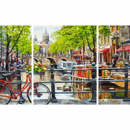 Schipper Malen nach Zahlen Amsterdam, Meisterklasse Triptychon, Malvorlage, Wandbild, 50 x 80 cm, 609260812