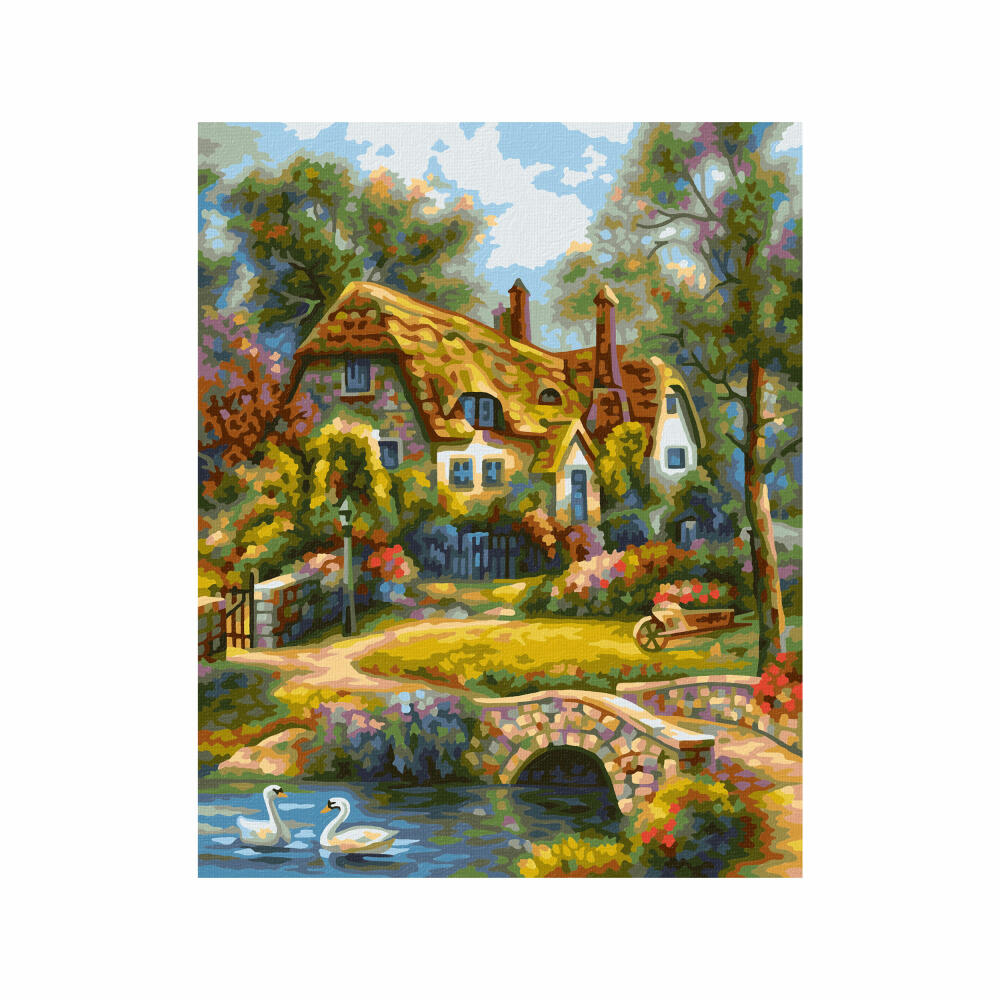 Schipper Paint by Numbers Old English Cottage, Master Class Classics, Coloring Page, Wall Picture, 24 x 30 cm, 609240831
