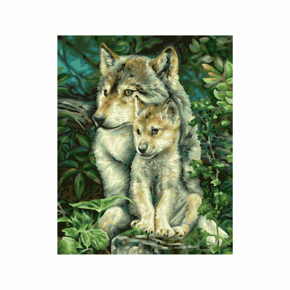 Schipper Painting by Numbers Wolf Mother, Master Class Classic, Coloring Page, Wall Picture, 24 x 30 cm, 609240838