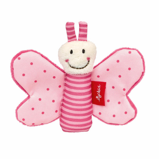 sigikid sigibaby Greifling Schmetterling, Greifspielzeug, Baby Spielzeug, Rassel, Polyester, Pink, 42834