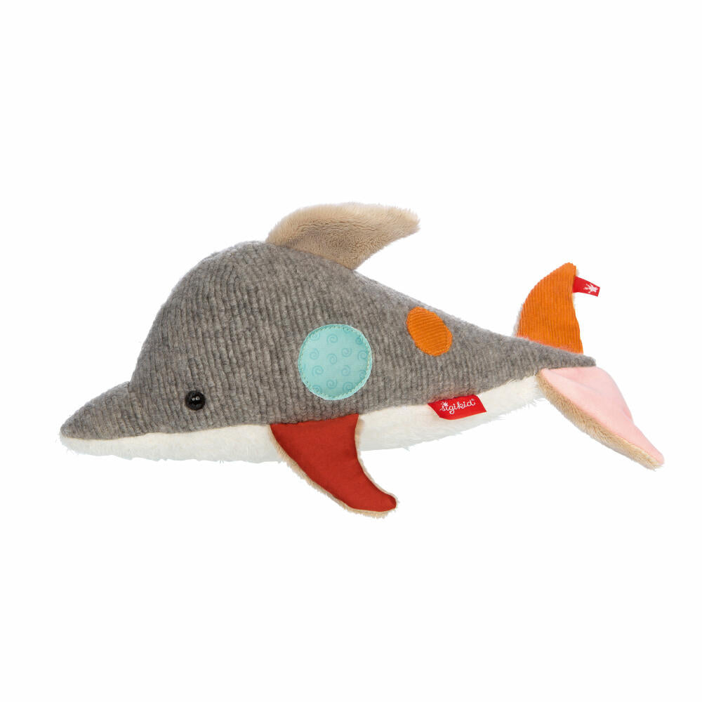 sigikid Patchwork Sweety Delfin Yellow, soft toy, plush toy, cuddly toy, polyester, 33 cm, 43221