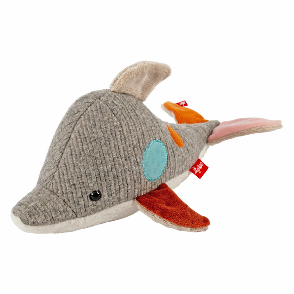 sigikid Patchwork Sweety Delfin Yellow, soft toy, plush toy, cuddly toy, polyester, 33 cm, 43221