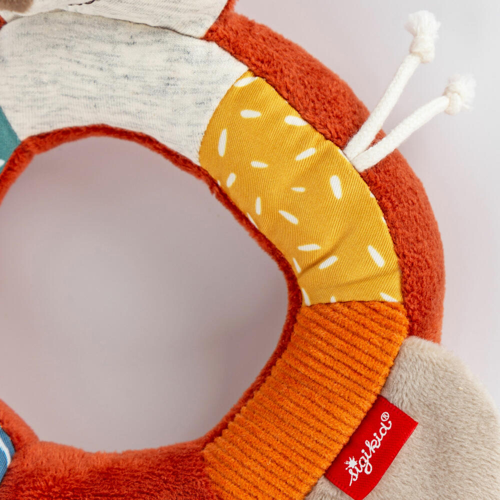 sigikid PlayQ Active Ring Fox Yellow, grasping toy, grasping toy, rattle, baby toy, polyester, 43224