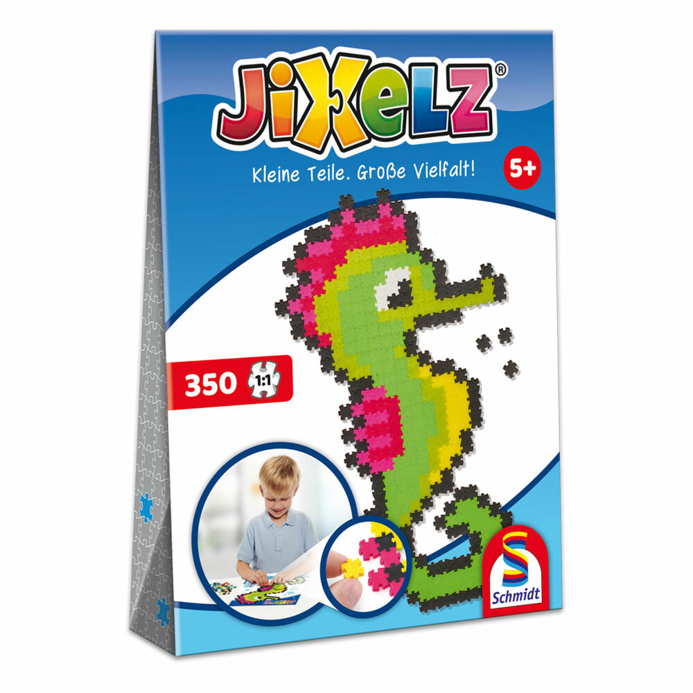 Schmidt Spiele Jixelz Seepferdchen, Mini-Puzzle, Kinderpuzzle, Kreativspielzeug, 350 Teile, 1 Motiv, 46109