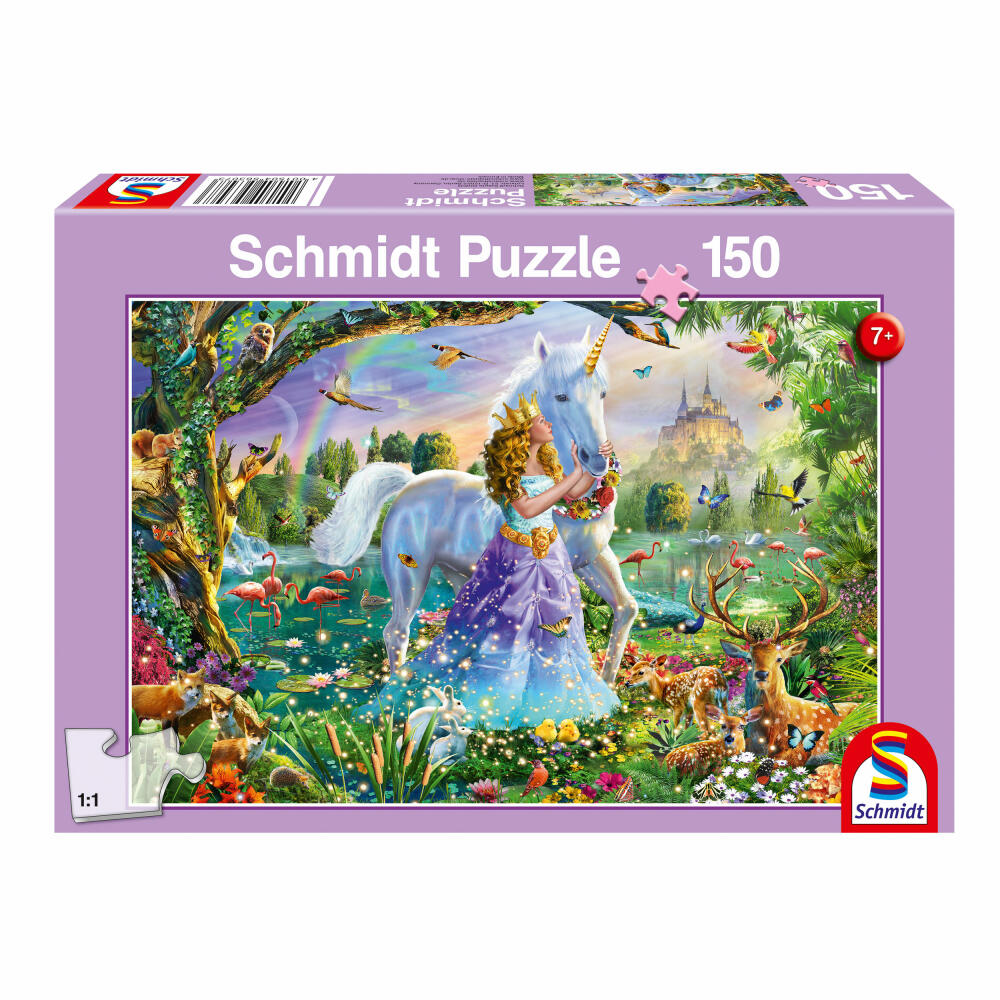 Schmidt Spiele Princess with Unicorn and Castle, 150 pieces, children's puzzle, children's puzzle, plug-in puzzle, 56307