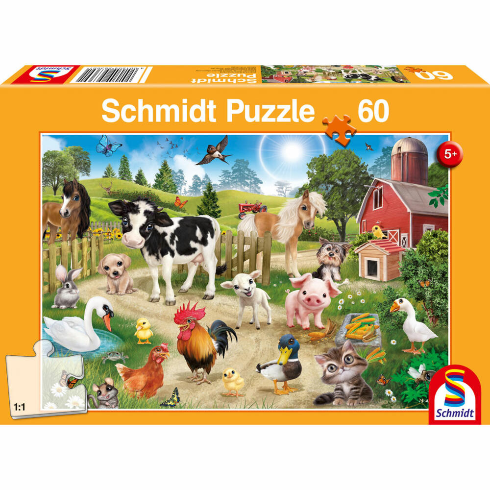 Schmidt Spiele Animal Club Farm Animals, Children's Puzzle, Children's Puzzle, Children's Puzzles, 60 Pieces, 56369