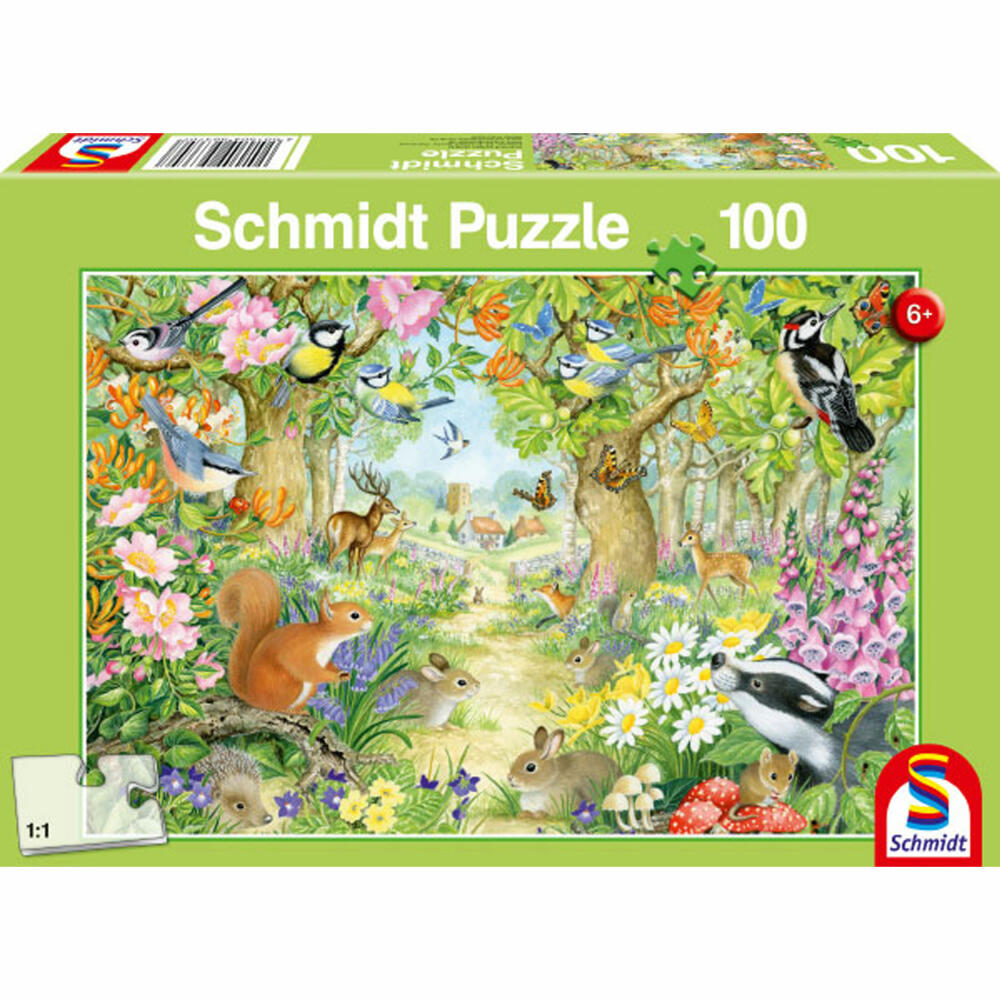 Schmidt Spiele Animals in the Forest, Children's Puzzle, Children's Puzzle, Children's Puzzles, 100 Pieces, 56370