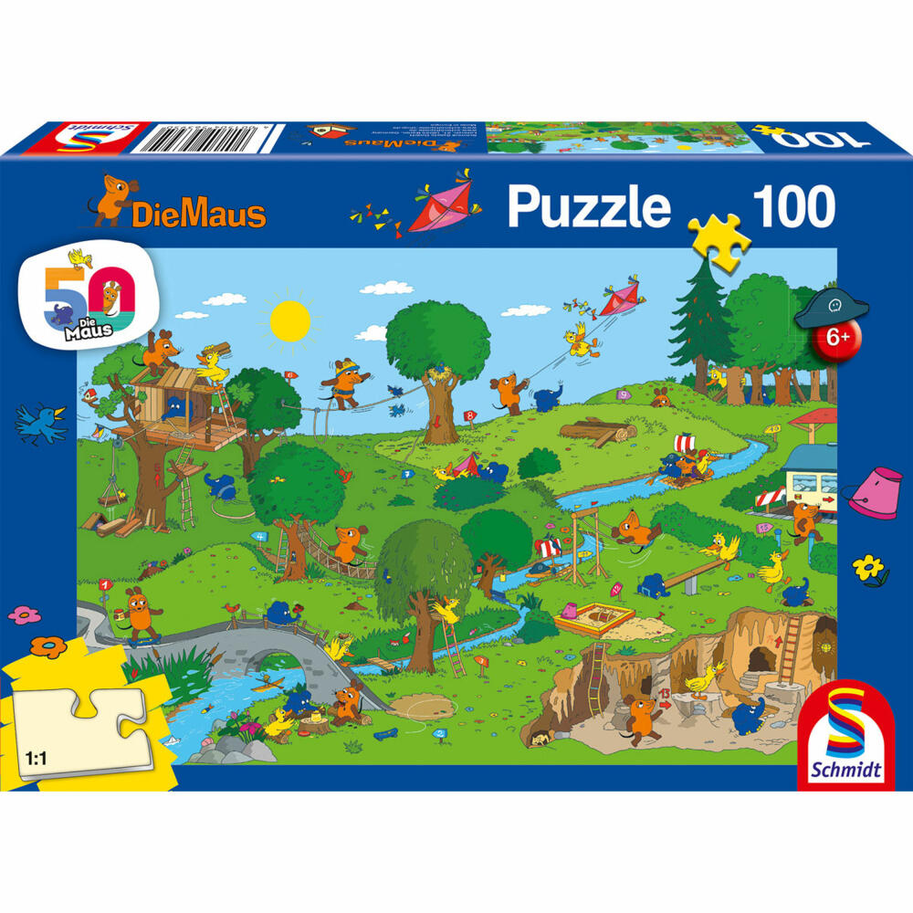 Schmidt Spiele The Mouse in the Play Park, Children's Puzzle, Children's Puzzle, Children's Puzzles, 100 Pieces, 56395