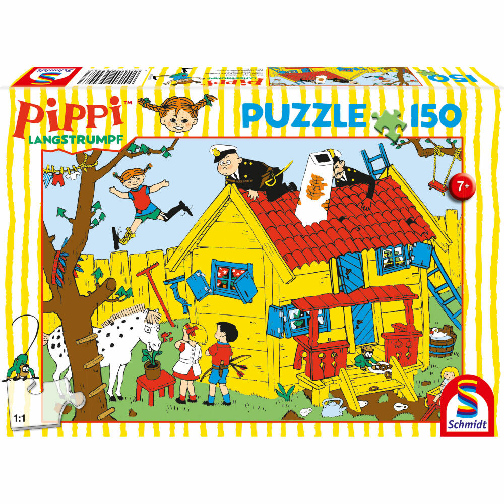 Schmidt Spiele Pippi Langstrumpf Pippi und die Villa Kunterbunt, Kinderpuzzle, Kinder Puzzle, ab 7 Jahren, 150 Teile, 56448
