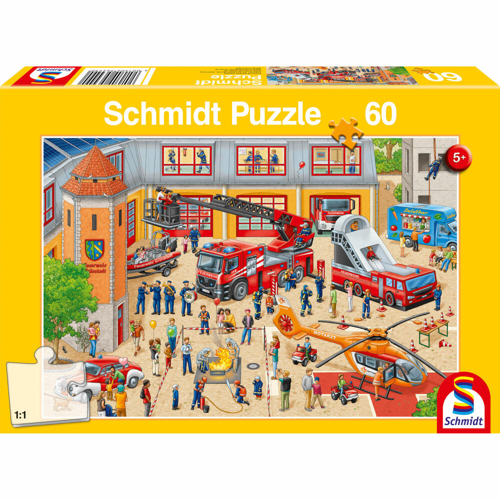 Schmidt Spiele Fire Station, Children's Puzzle, Children's Puzzle, Children's Puzzles, 60 Pieces, 56449