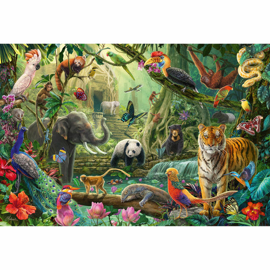 Schmidt Spiele Kinderpuzzle Standard Bunte Tierwelt im Dschungel, Kinder Puzzle, 100 Teile, 56485