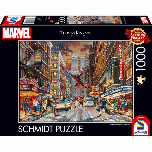 Schmidt Spiele Puzzle Marvel Deadpool Snow Day, Thomas Kinkade, Erwachsenenpuzzle, 1000 Teile, 59959