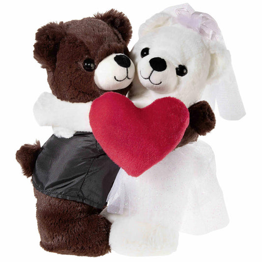 Heunec Bärenpaar Hochzeit Bär + Bärin mit Herz, Teddybär, Kuscheltier, Plüschtier, 30 cm, 508170