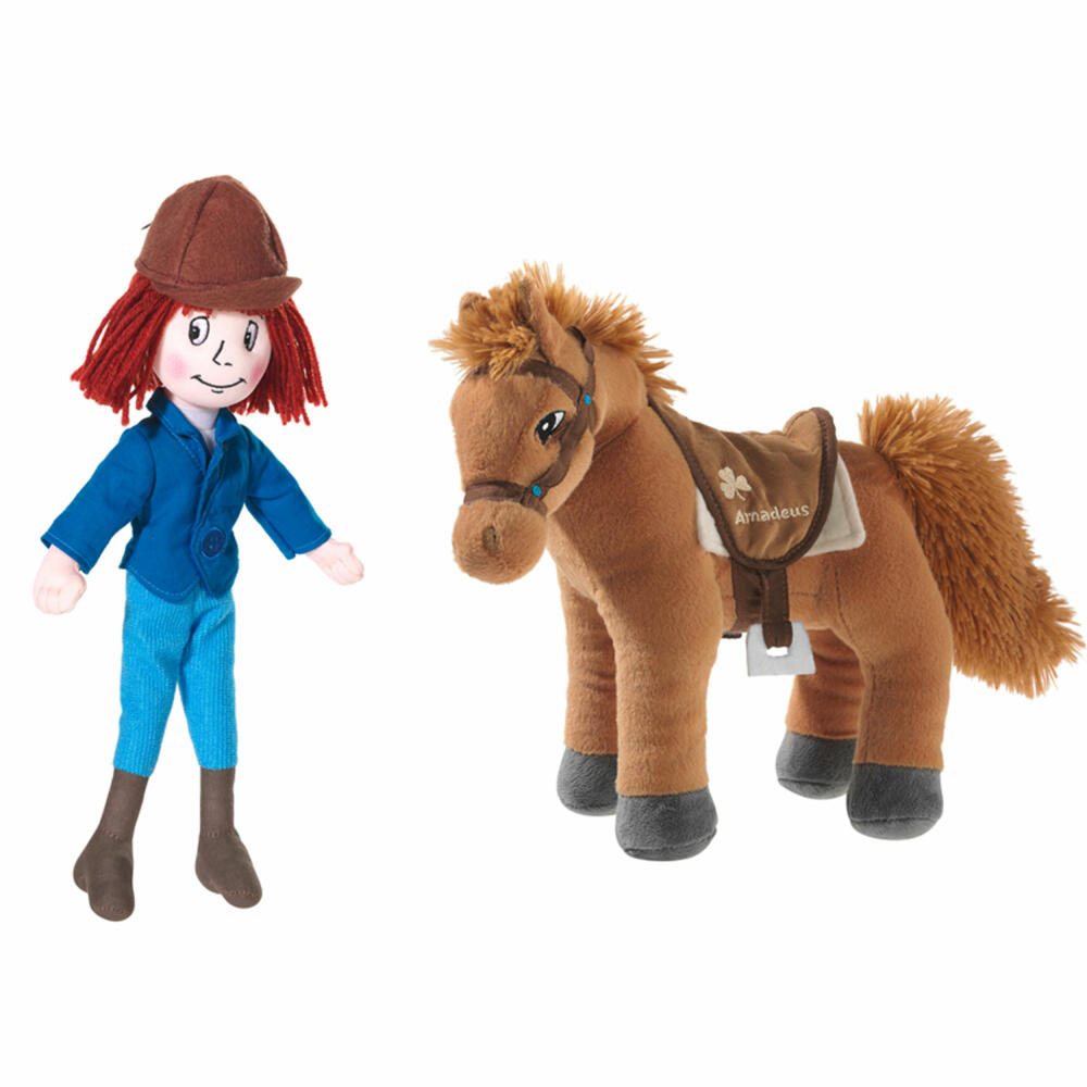 Heunec Bibi & Tina Puppe Tina und Pferd, Kuschelpuppe, Plüschfigur, Stoffpuppe, 20 cm, 519619