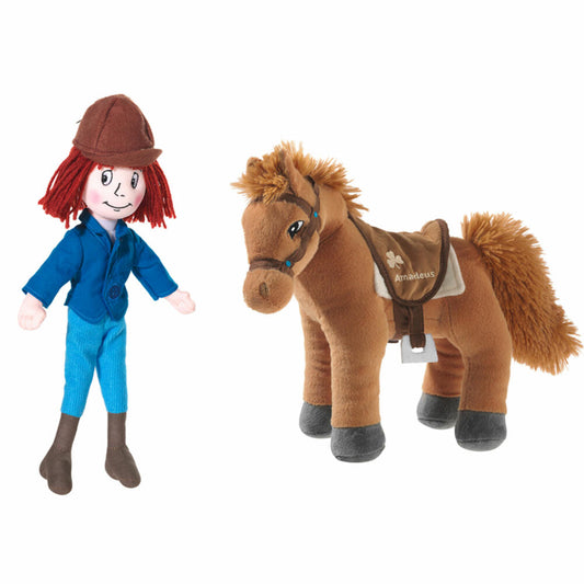 Heunec Bibi & Tina Puppe Tina und Pferd, Kuschelpuppe, Plüschfigur, Stoffpuppe, 20 cm, 519619