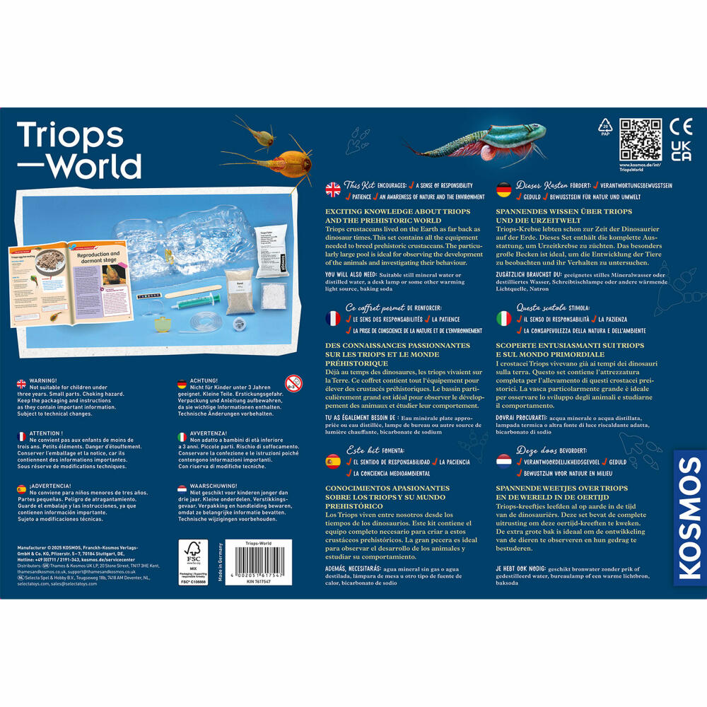 KOSMOS Triops World INT, Experimentierkasten, Urzeitkrebse, Aufzucht, ab 8 Jahren, 617547