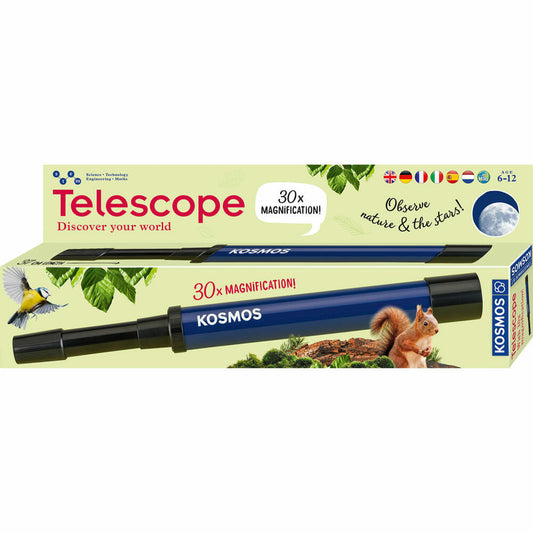 KOSMOS Telescope INT, Teleskop, Experimentierkasten, 30fach Vergrößerung, Kinder, ab 8 Jahren, 617585