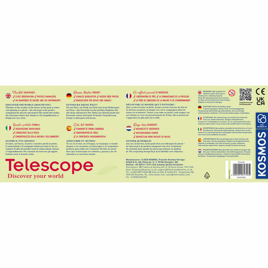 KOSMOS Telescope INT, Teleskop, Experimentierkasten, 30fach Vergrößerung, Kinder, ab 8 Jahren, 617585