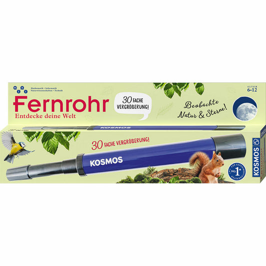 KOSMOS Fernrohr, Experimentierkasten, Teleskop, 30fach Vergrößerung, Kinder, ab 8 Jahren, 676940