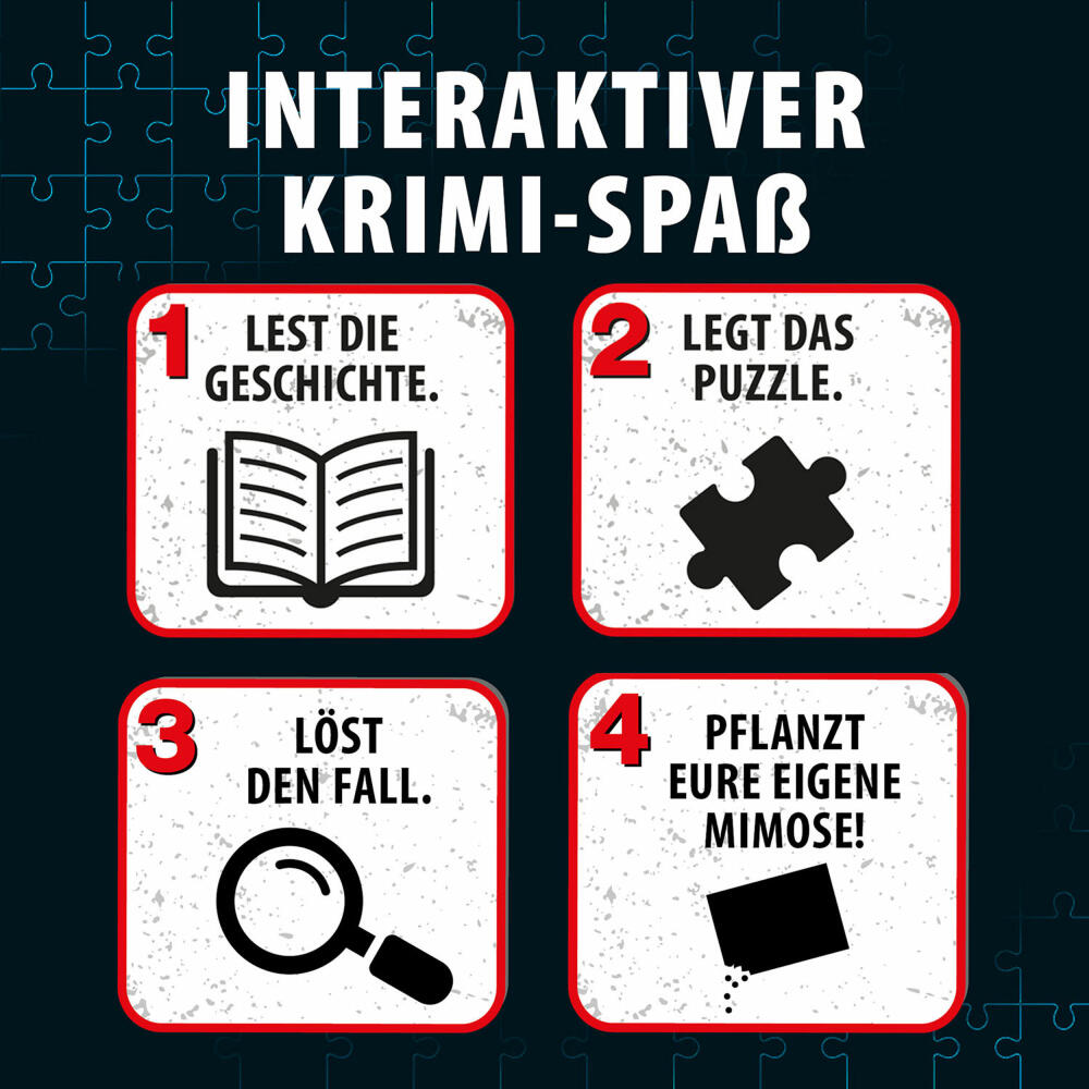 KOSMOS Krimipuzzle Die drei ??? Die Blüte des Verderbens, Krimi Puzzle, Rätsel, Spiel, Kinder, ab 8 Jahren, 684877