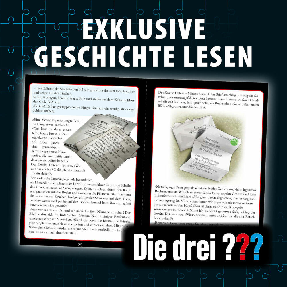 KOSMOS Krimipuzzle Die drei ??? Die Blüte des Verderbens, Krimi Puzzle, Rätsel, Spiel, Kinder, ab 8 Jahren, 684877