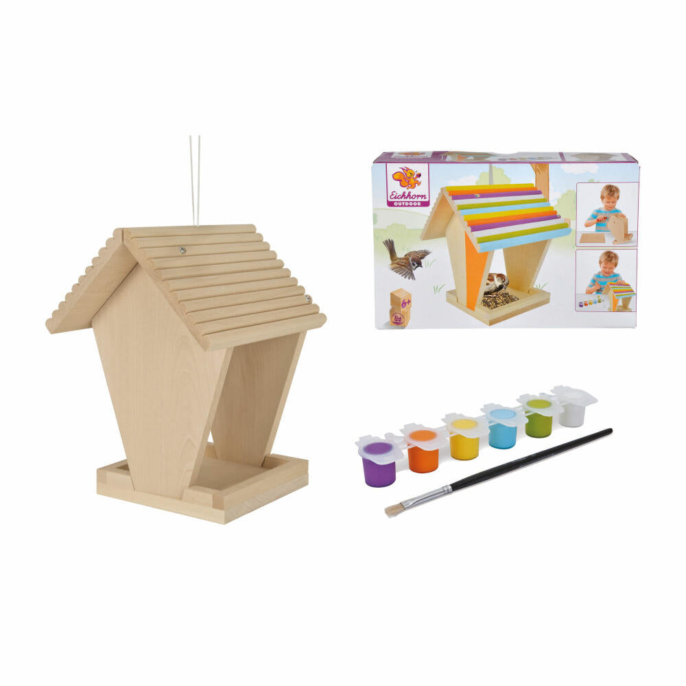 Eichhorn Outdoor Bird Feeder for Painting, Feeder, Feeding Crib, for Bird Food, Wood, 6 Colors, 100004582