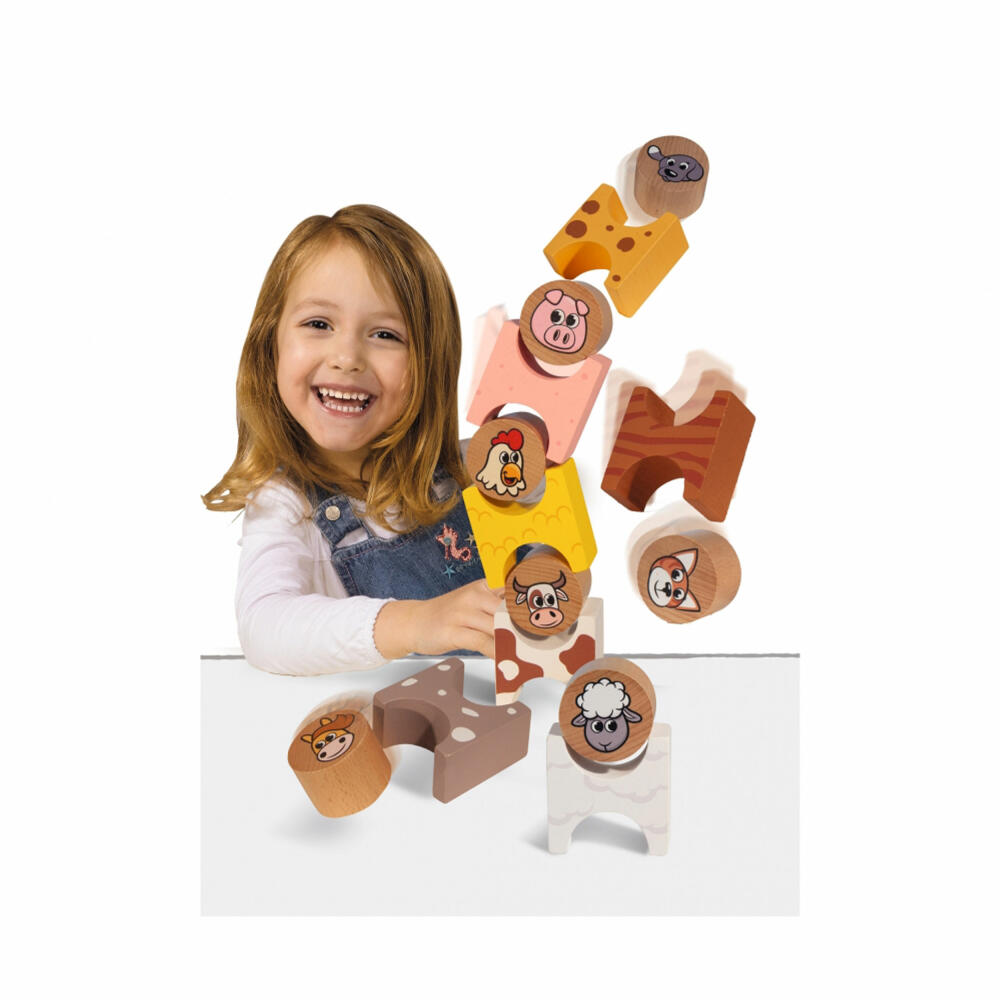 Eichhorn Stacking Game Farm, Stacking Toy, Motor Skills Toy, Skill Game, 100005201