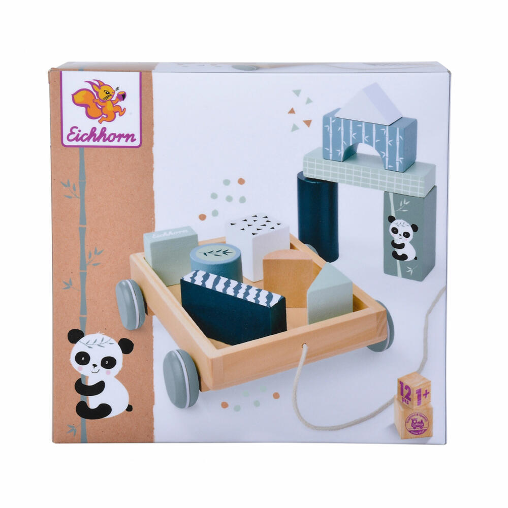 Eichhorn construction wagon, building blocks, wooden building blocks, pull-along toy, toy, 100003800