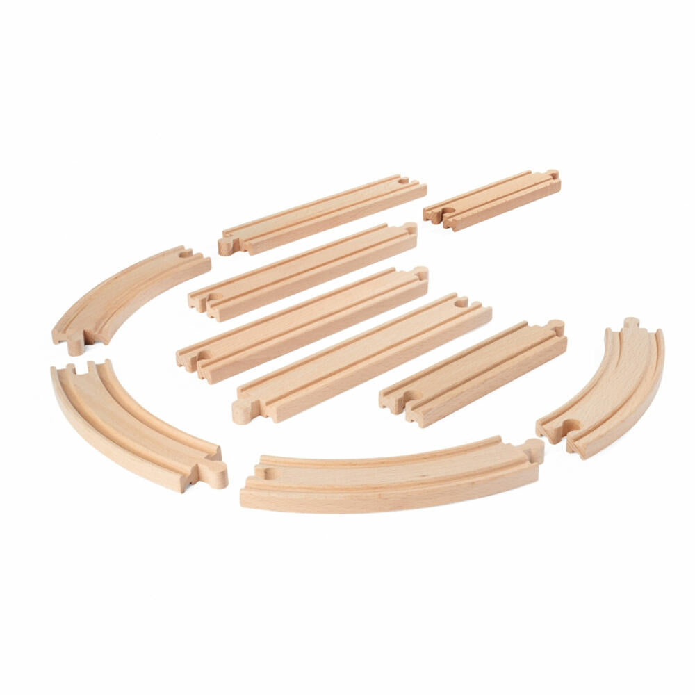 Eichhorn Railway Track Set, 10 pcs., Railway Accessories, Wooden Railway, Supplement, Extension, Tracks, 100006403