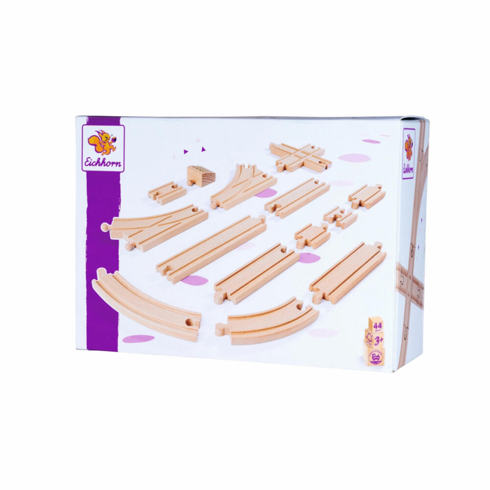Eichhorn Bahn Large track assortment, 44 pcs., Railway accessories, wooden railway, addition, extension, tracks, 100006405