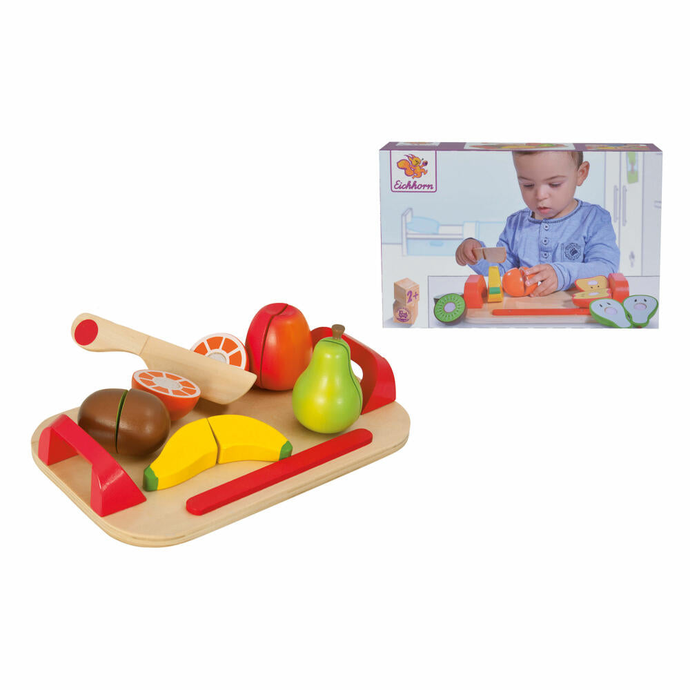 Eichhorn cutting board, fruits with velcro fastening and knife, toy, wood, 100003721
